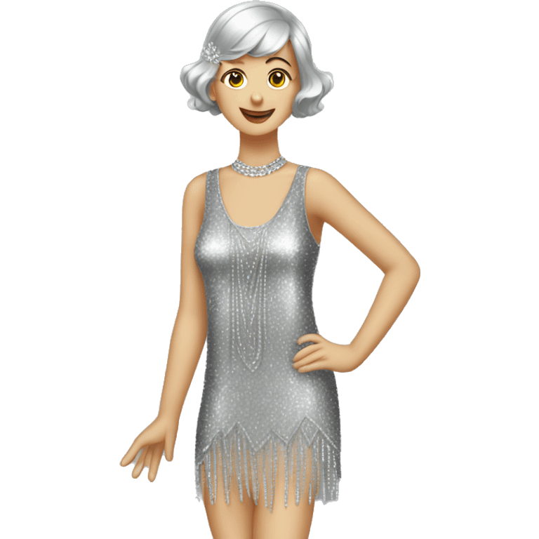 A silver sparkly flapper style dress emoji