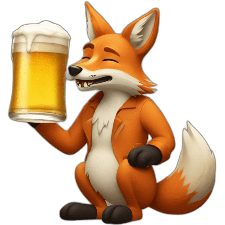 drunk ragged fox with beer emoji