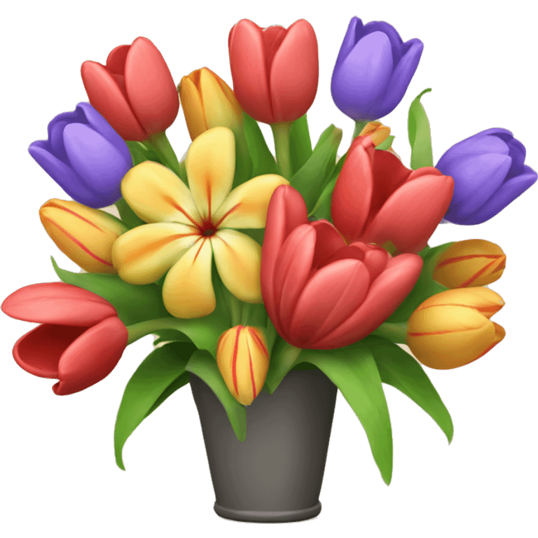 A flower bouquet filled with tulips and hibiscuses  emoji