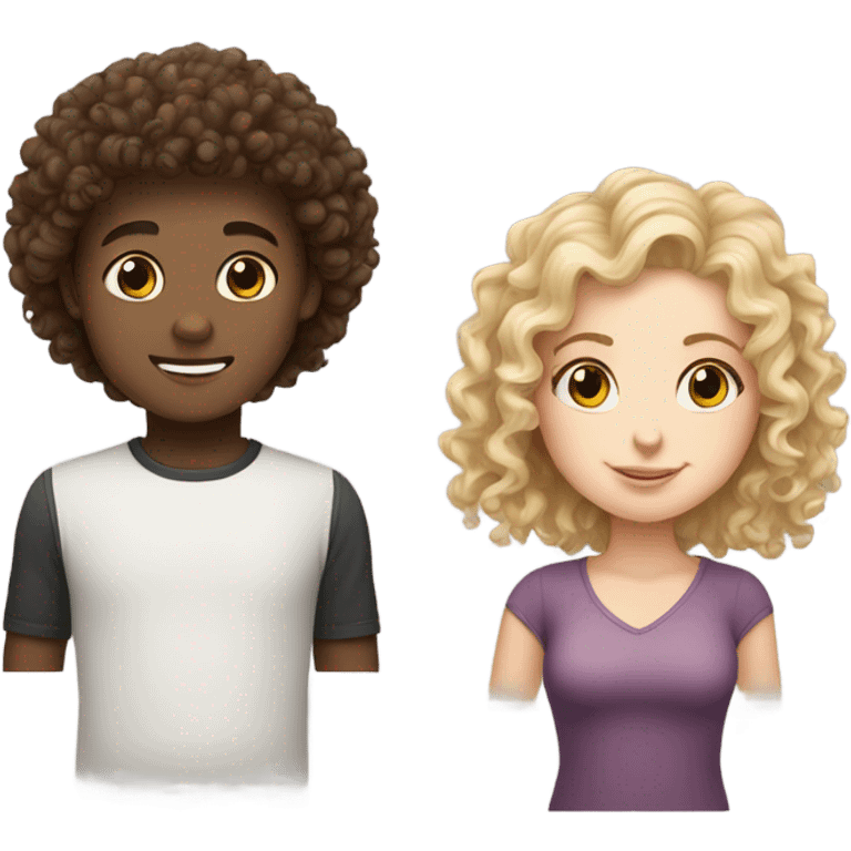 Curly haired white girl and boy emoji