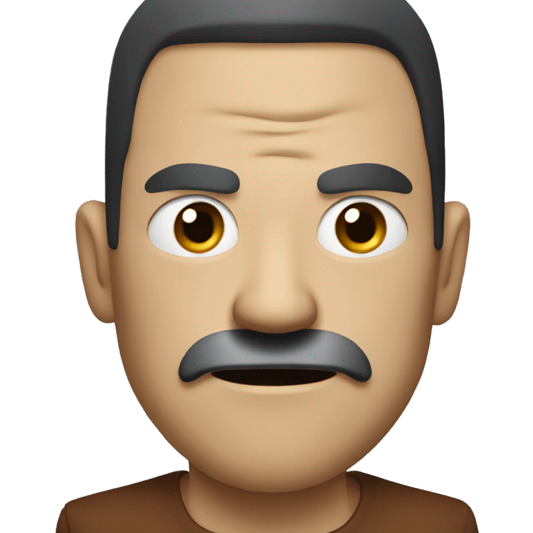 an angry man with very short black mustache. short hair to right emoji