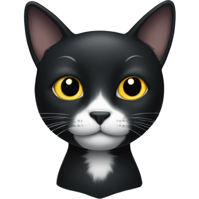 black cat with white spot on month emoji