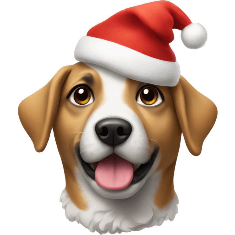 dog wearing a Christmas hat looking festive emoji