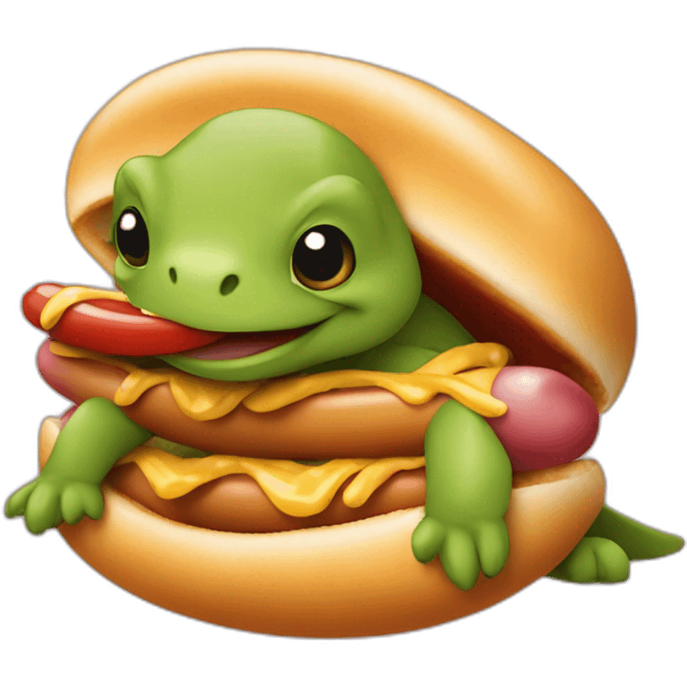 Tortue qui mange un hot dog emoji