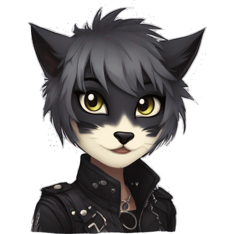 Edgy sharp anthro punk tomboy black cat animal furry by Falvie, LiLaiRa, griffsnuff, AngieWolf emoji