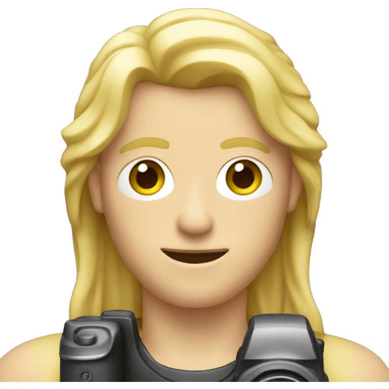 blonde guy with mullet holding a camera emoji