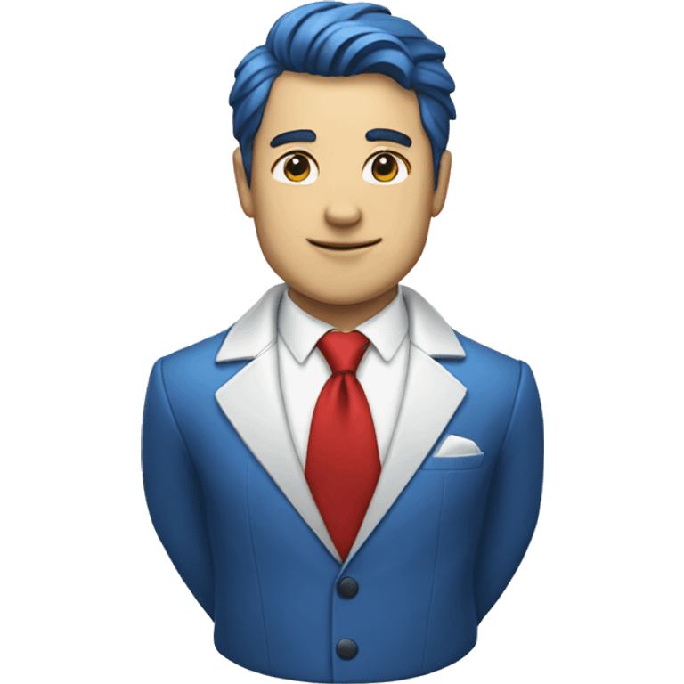 man in blue suit, white shirt and red tie emoji