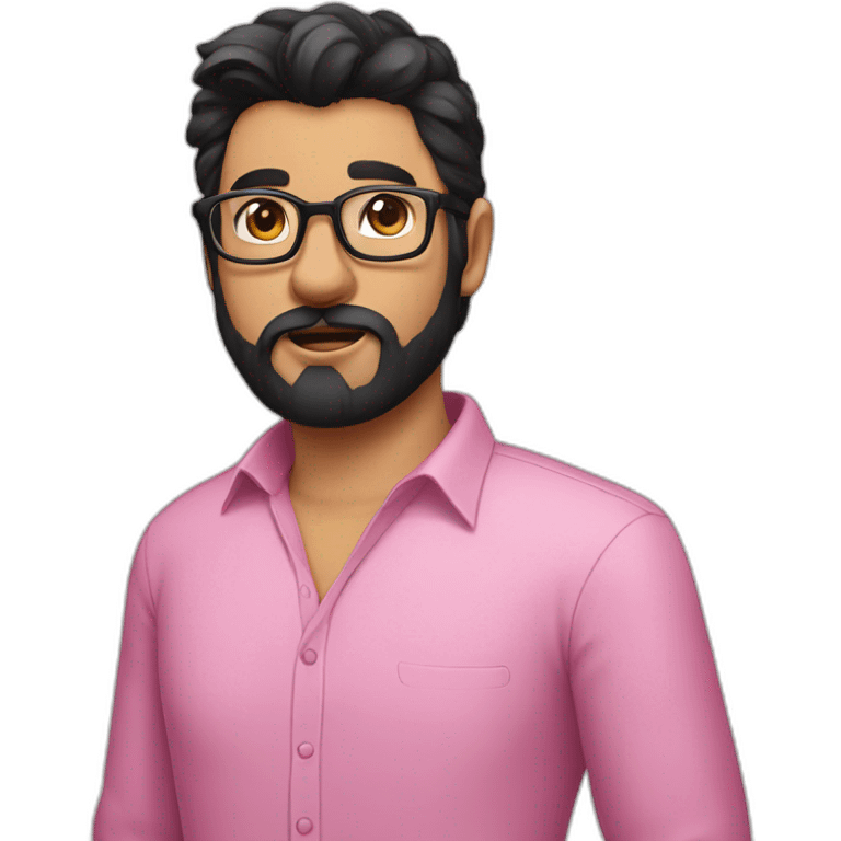 bearded cat man with black hair with glasses and pink shirt emoji