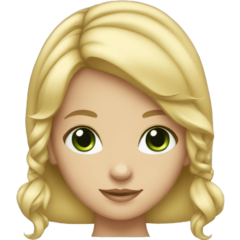 Girl with blonde hair bow and green eyes emoji