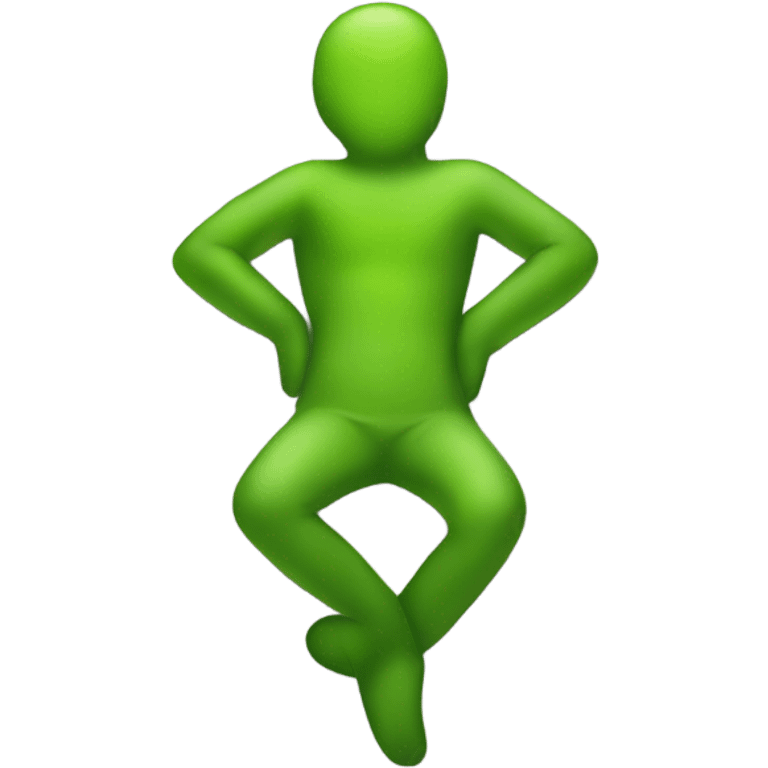 Green person laying on a lowercase t emoji