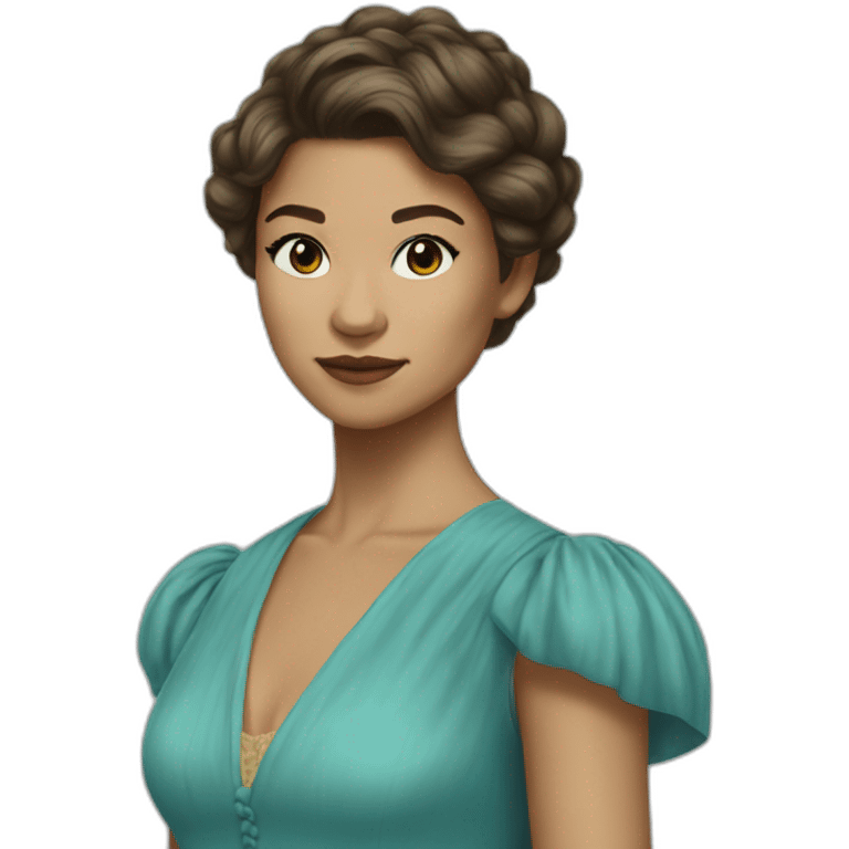 Zendaya as a woman from 19th century,short hair, cyan gown emoji