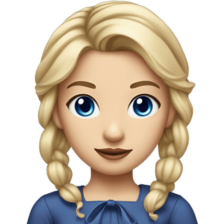 Blonde girl dark blue eyes light eyebrows with a bow in her half up half down shirt emoji