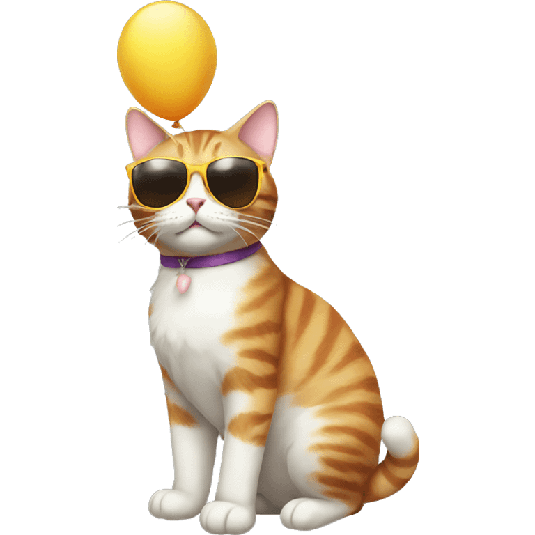 Cat with sunglasses and ballon emoji