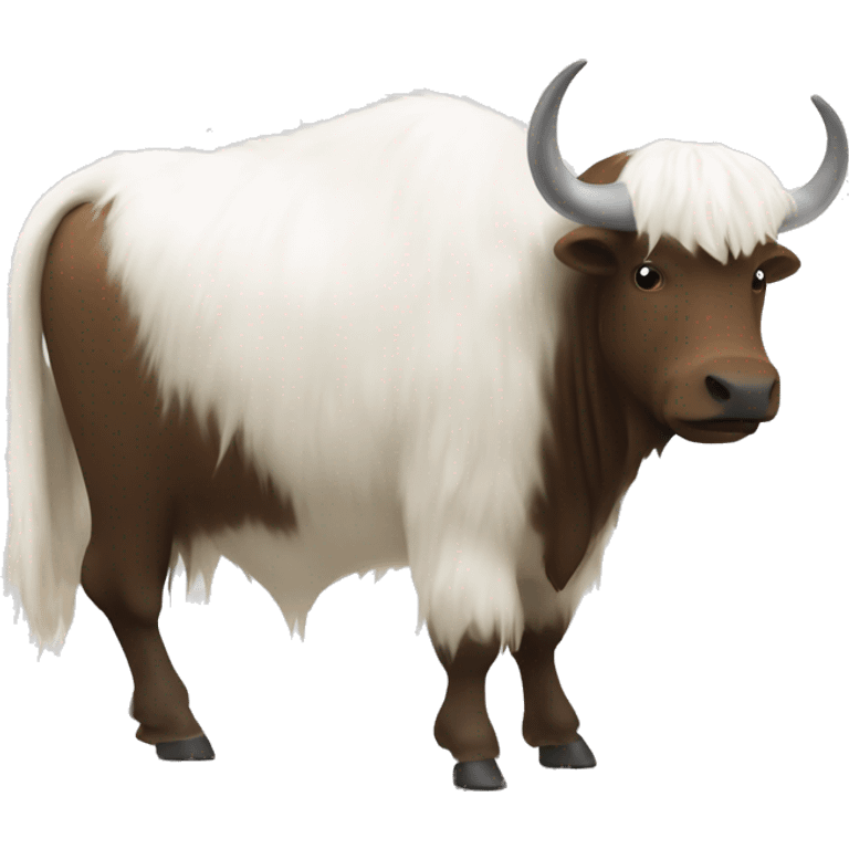 Yak with flowing white fur and a saddle carryin supplies emoji