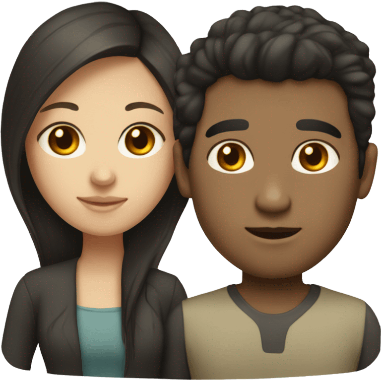 Dark hair olive skin woman and dark hair pale skin man emoji