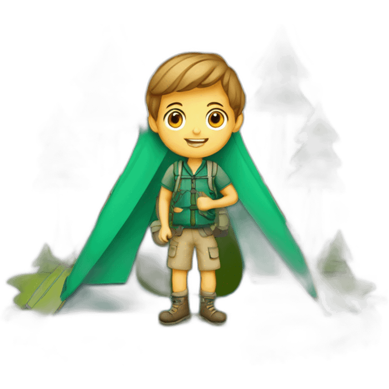 logo camping boy with tent background emoji