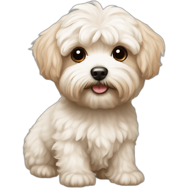 white maltipoo / yorkshire terrier mix with light brown ear emoji