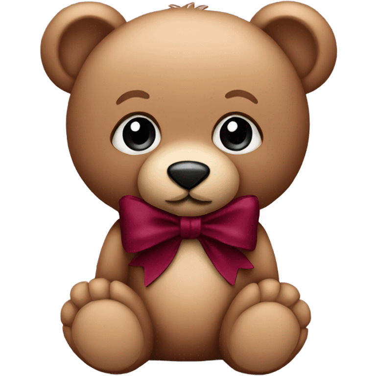 Baby Teddy Bear with burgundy bow emoji