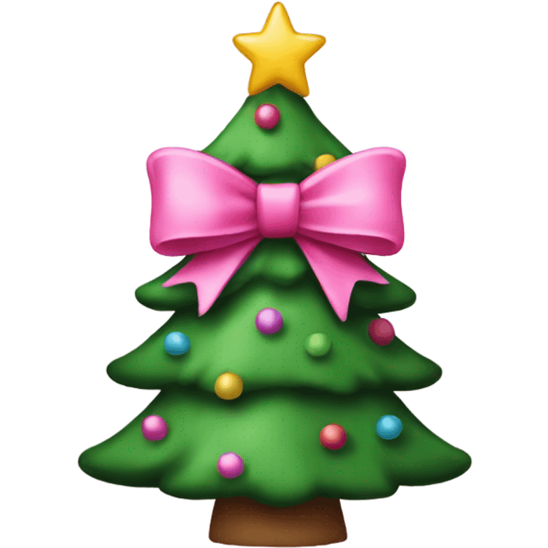 christmas tree with pink bow emoji