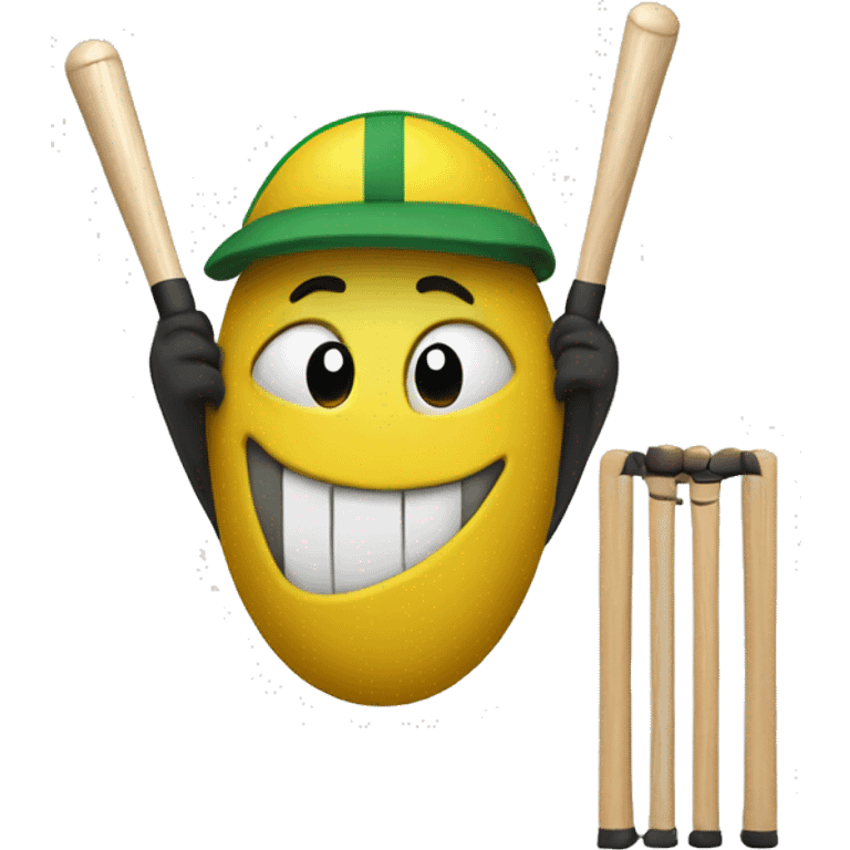 Smiley playing cricket emoji