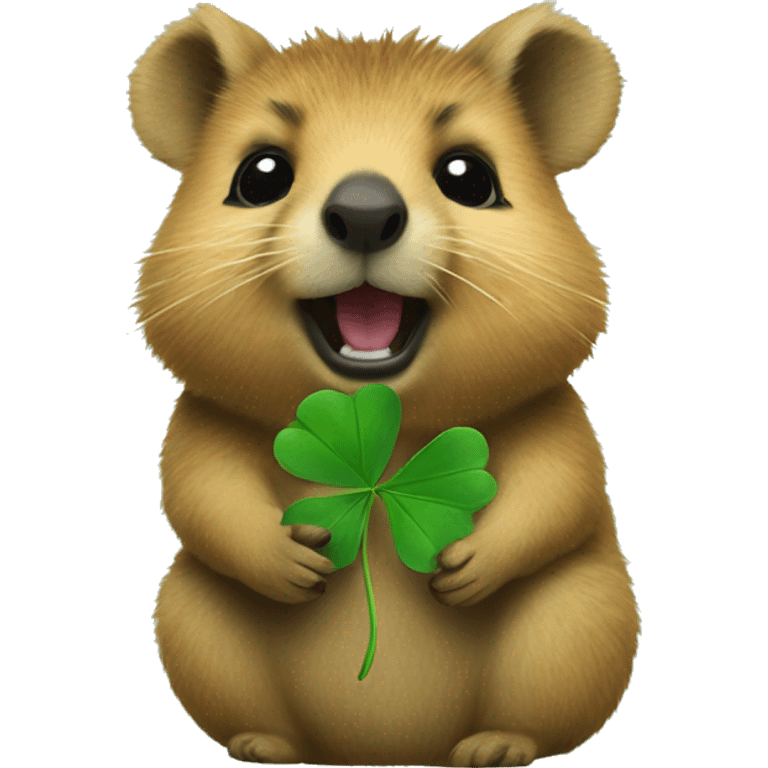 quokka holding a clover emoji