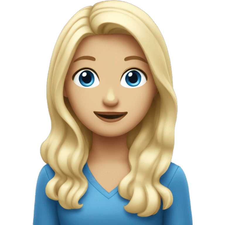 Blonde girl with blue eyes waving emoji