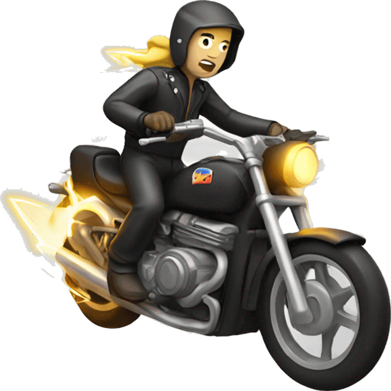 motorcyclist with lightning emoji