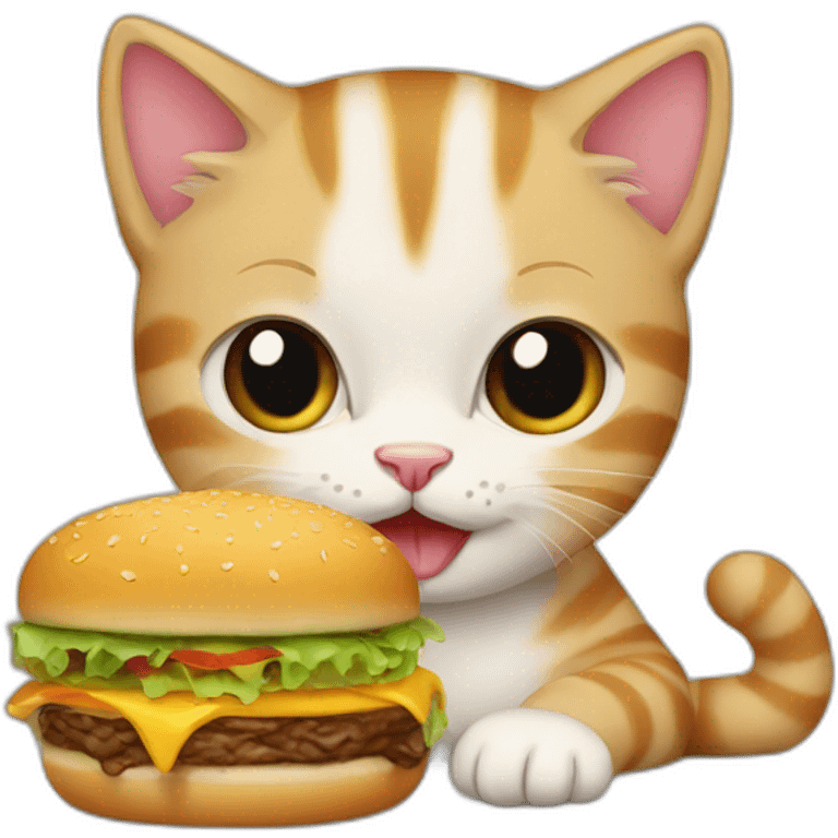 a kitten eating a hamburger emoji