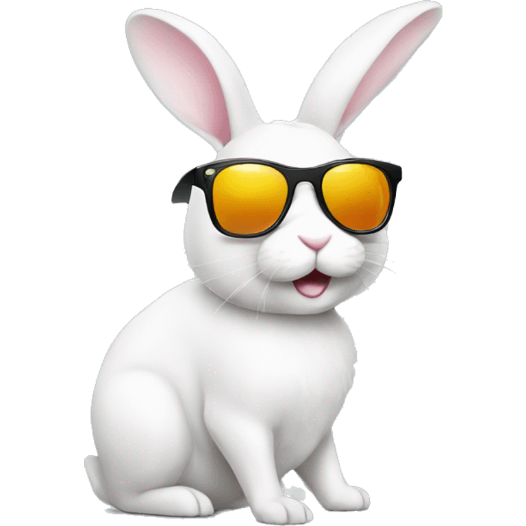 White Bunny with sunglasses money  emoji