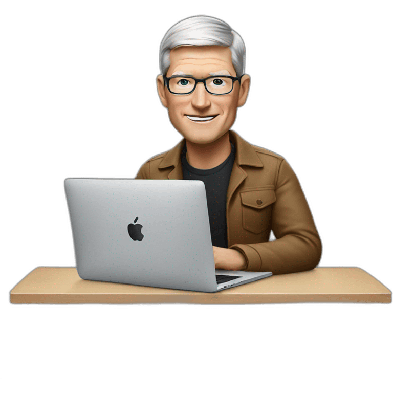 tim cook with a macbook pro emoji