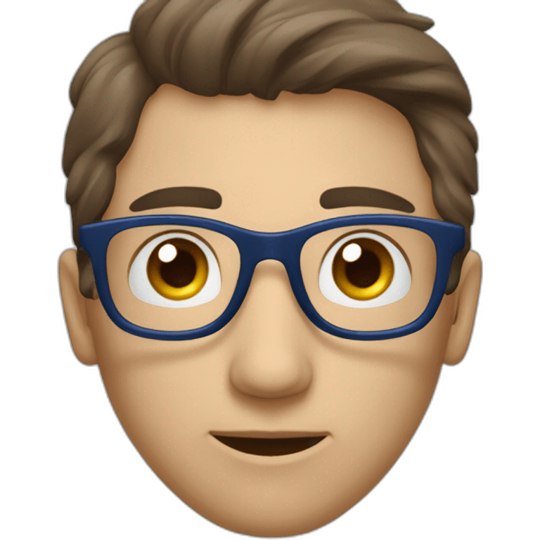 Homme brun lunette et yeux bleu emoji