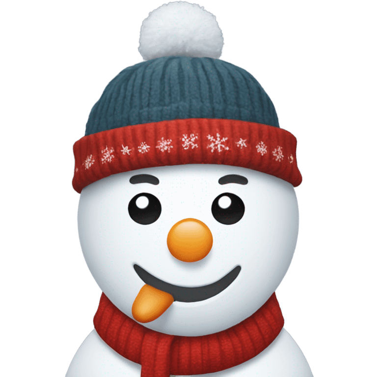 Snowman with an Santa hat and a Christmas Jumper emoji