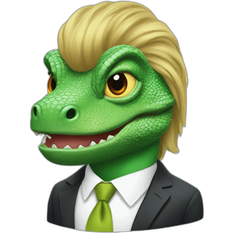 Donald Trump as a lizard with wig and suit emoji