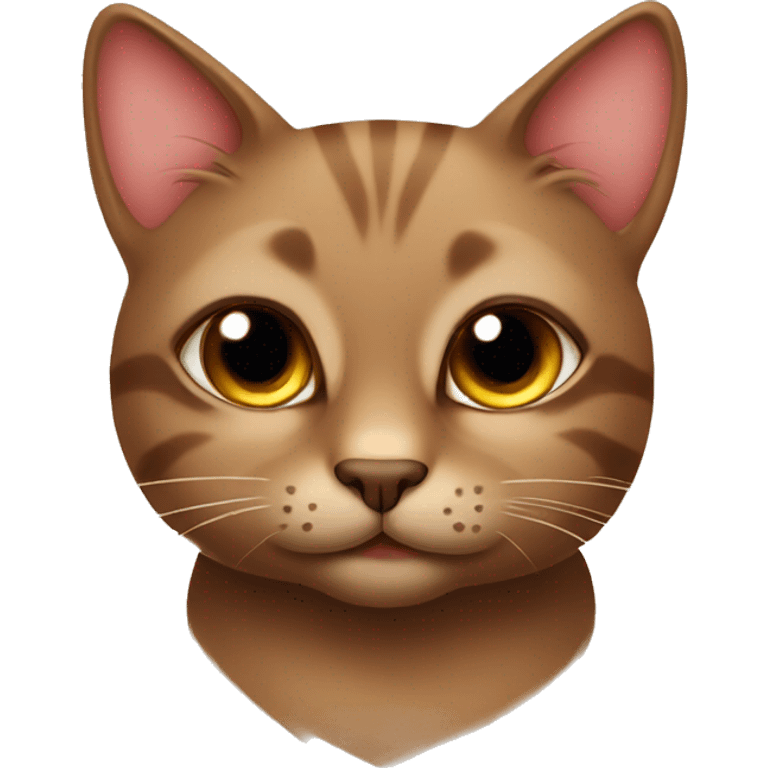 Cute brown cat with hearts in eyes  emoji