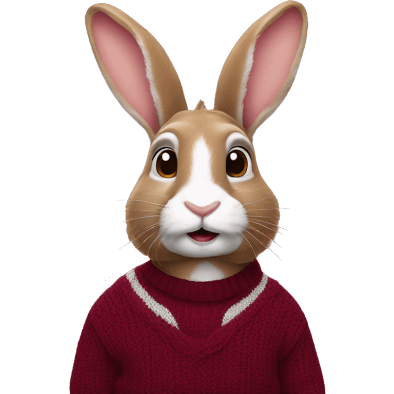 Rabbit in burgundy sweater  emoji