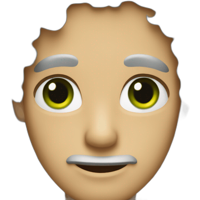 Man with grey curly hair and green eyes emoji