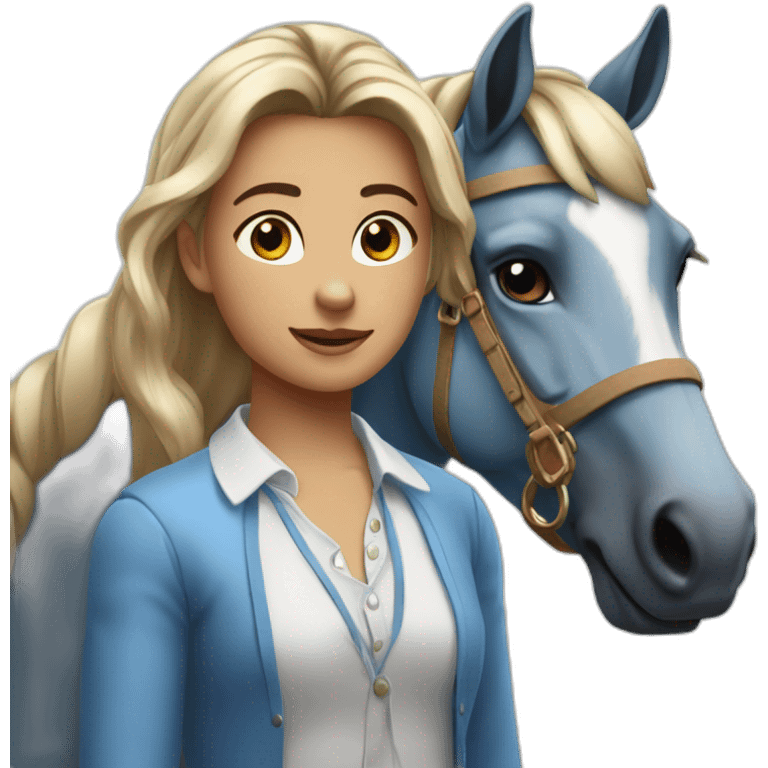 Le jeune Nicola à des grands chevaux bleu +🤩 emoji