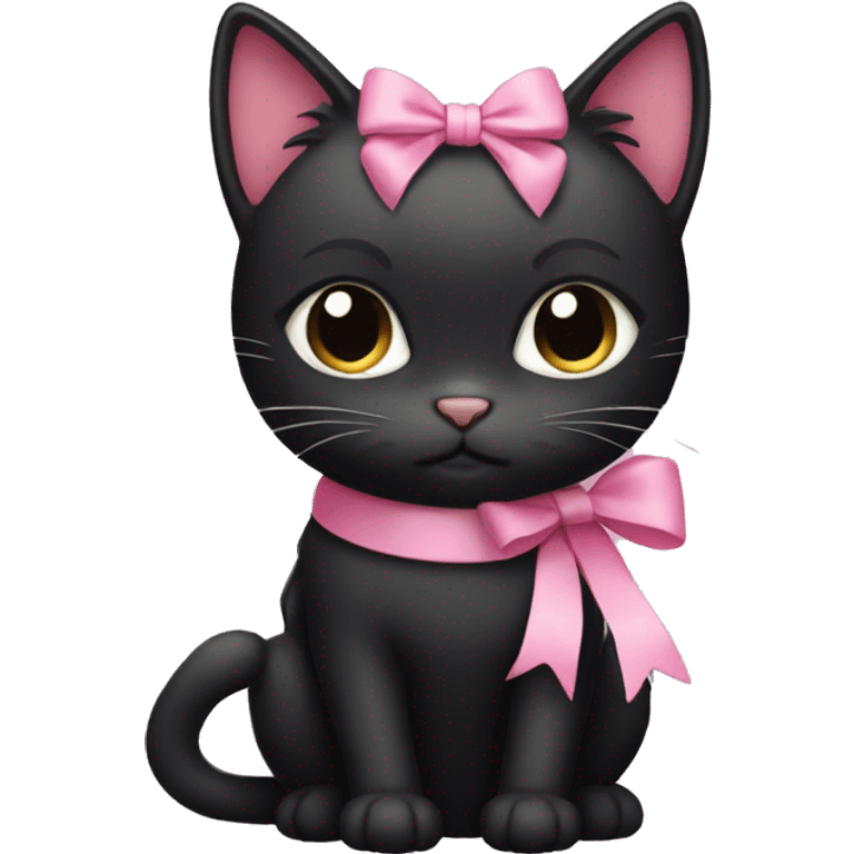 Black Cat with pink bow  emoji