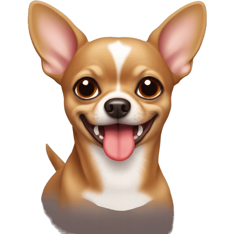 brown chihuahua with tongue out and a red collar emoji