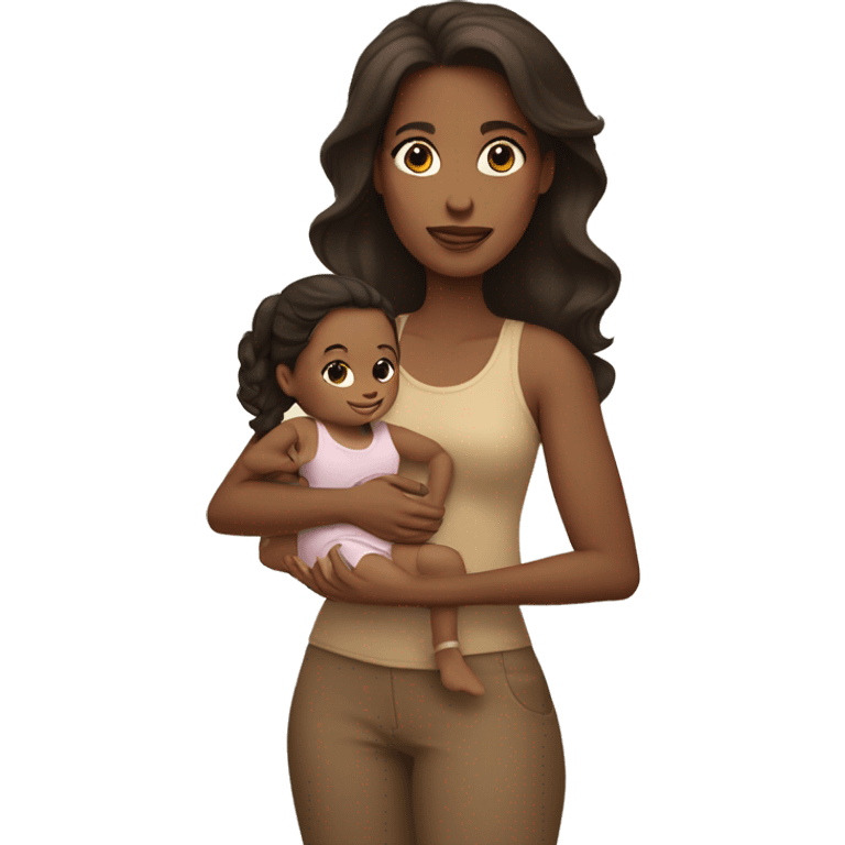 type 1 skin tone brunette woman holding toddler emoji