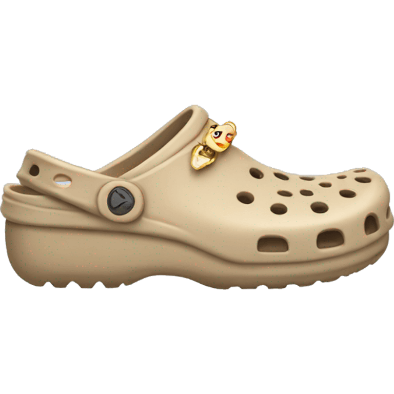 Beige crocs with charms emoji