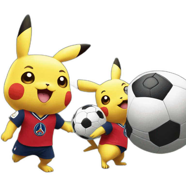 Pikachu playing soccer in psg team emoji