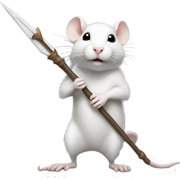 White rat holding spear standing up  emoji