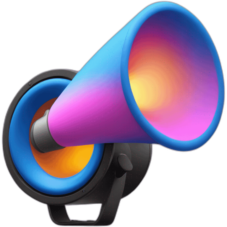 a blue loudspeaker in a pink flame emoji