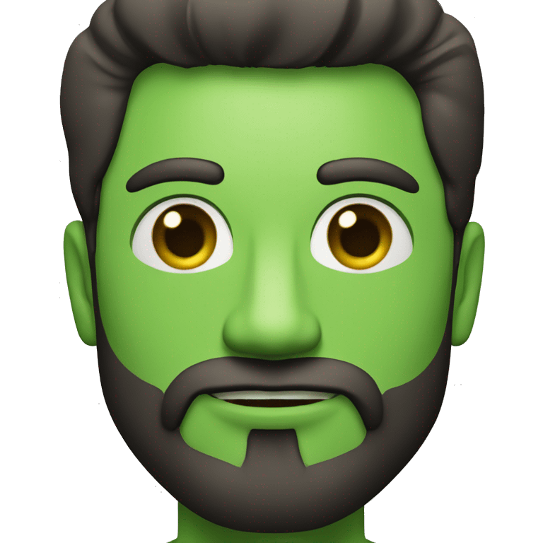 hombre con ojos verdes, barba de candado, castaño emoji