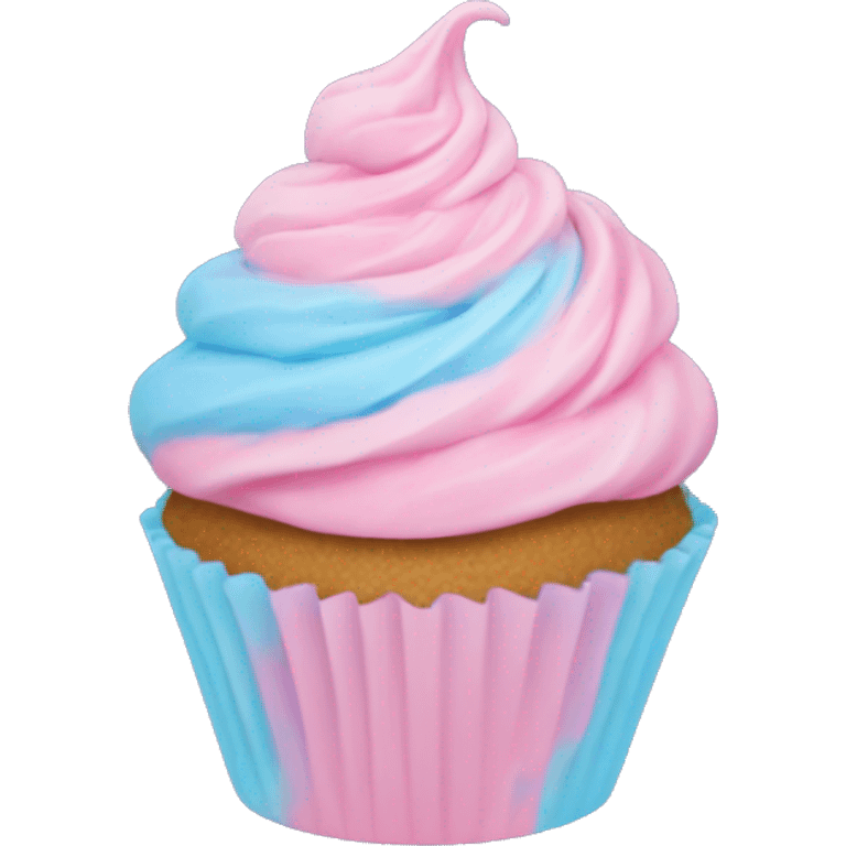 Cupcake with blue and pink pastel swirled frosting emoji