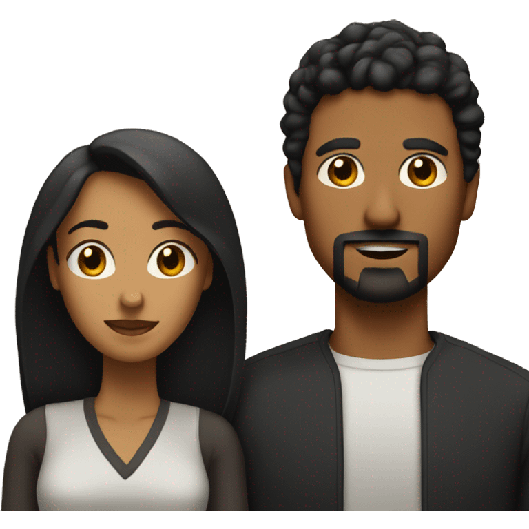 brown man with black hair and goatee and brown woman emoji