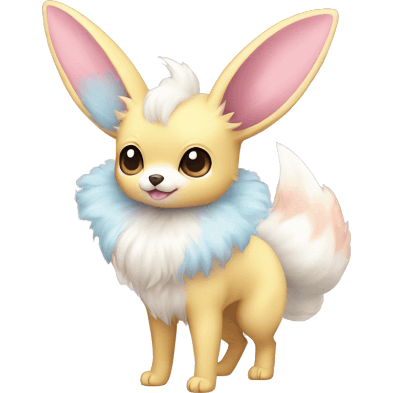 Kawaii Pastel Cotton-Candy-Colored Eeveelution-Cute-Chihuaha-Bunny-Pokémon-fusion full body emoji