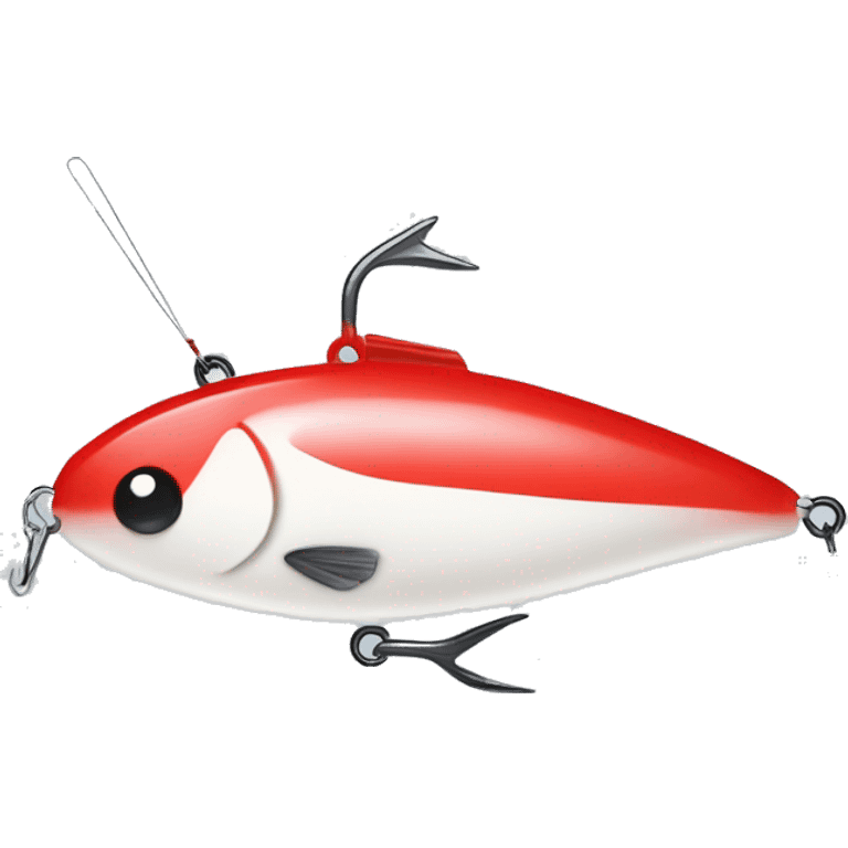 Red and white fishing lure emoji