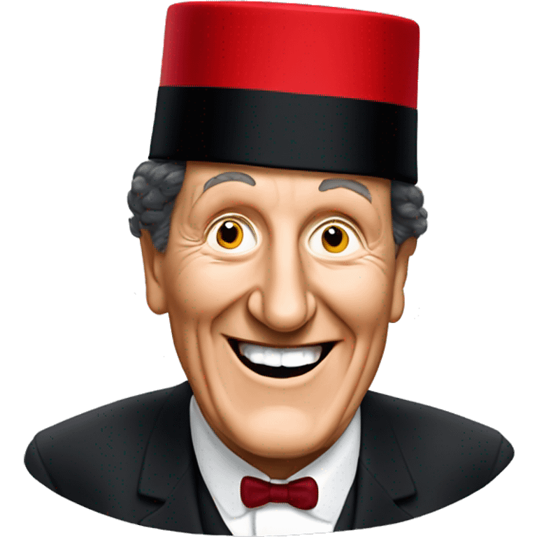 Laughing Tommy cooper with a red fez  emoji